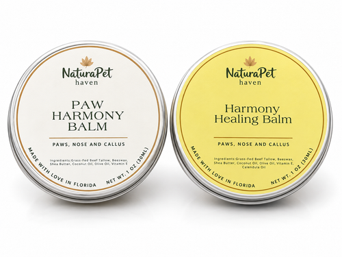 Paw + Healing Duo Bundle – Two 2 oz tins of Paw Harmony Balm and Harmony Healing Balm by NaturaPet Haven